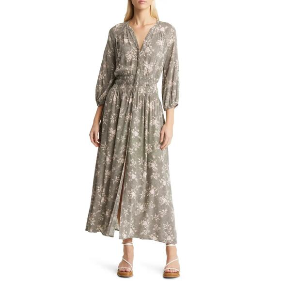 Caslon Green Printed Three Quarter Sleeve Maxi Dress Size XS - Picture 1 of 8